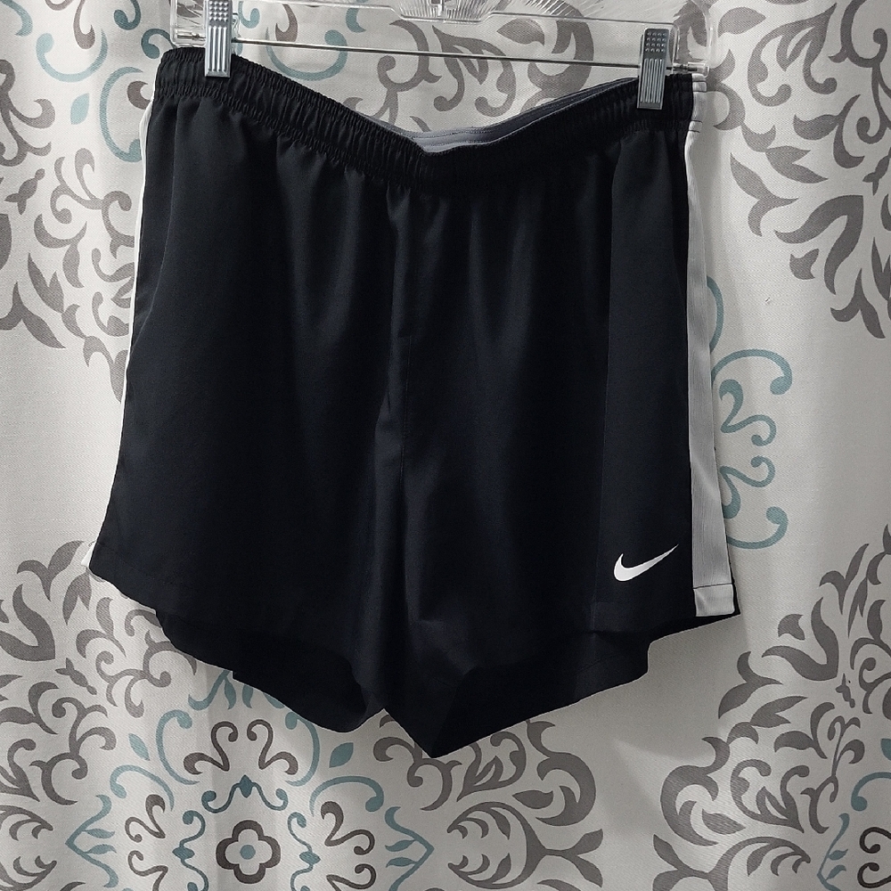 Nike Women's Black and White Athletic Shorts